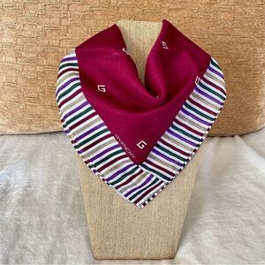 GIVENCHY Cranberry/Maroon Logo Scarf with Striped Border Edge. EUC!